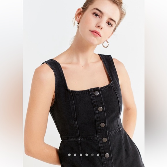 Urban Outfitters button down black denim mini dress - Picture 5 of 7